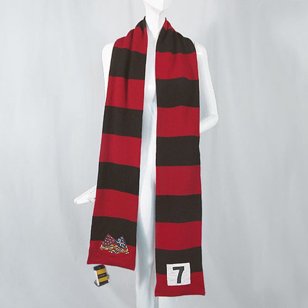 NEW Rugby Ralph Lauren Vintage Cashmere Scarf! Black & Red Stripe Crest Unisex